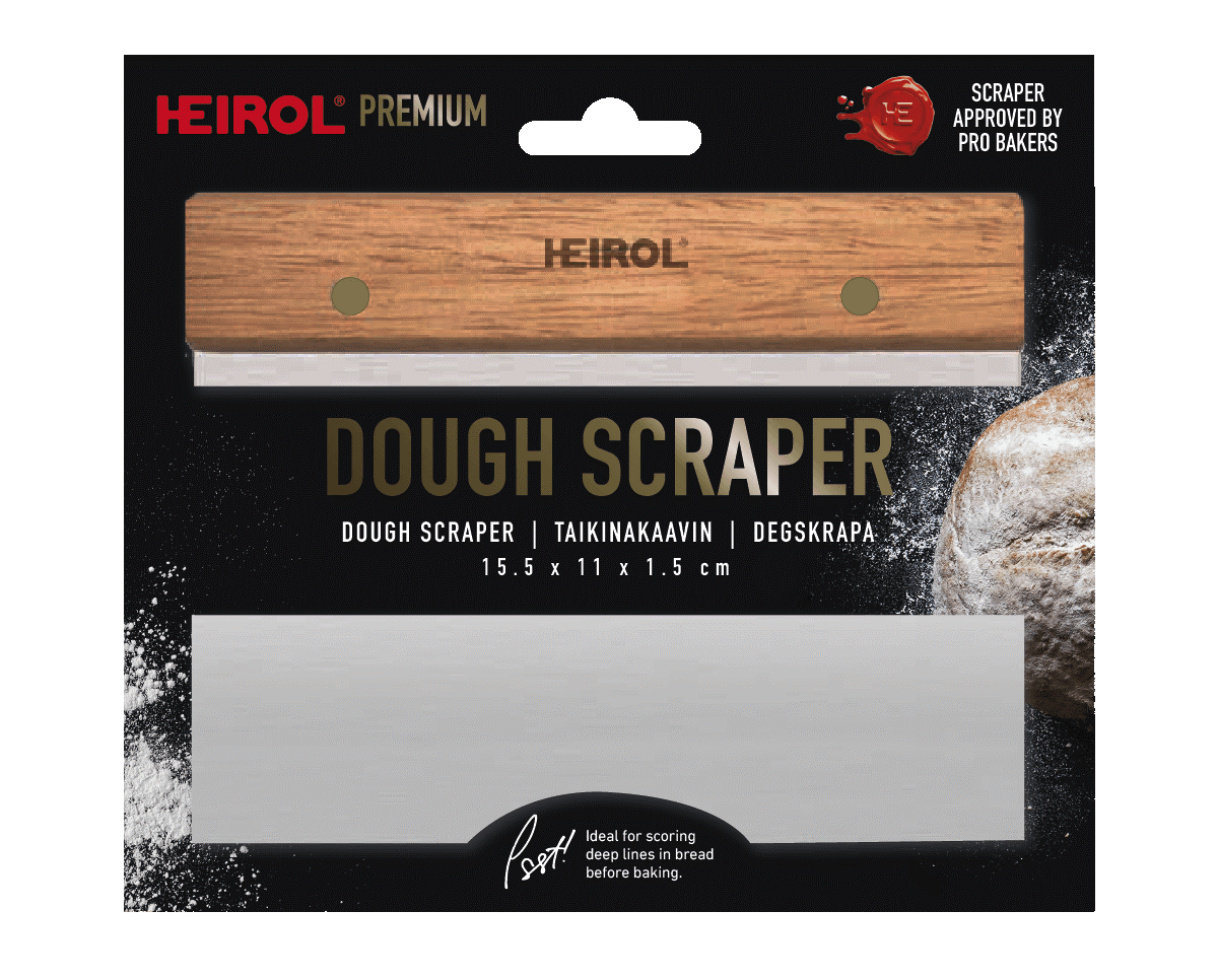 DOUGH SCRAPER, steel/wood