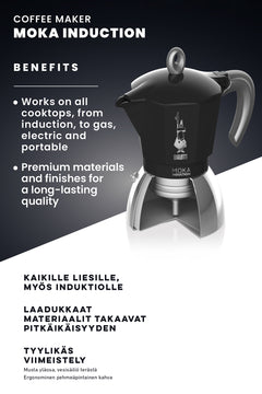 ESPRESSOKEITIN 2 k. Moka Induction Black 2 kuppi / Musta