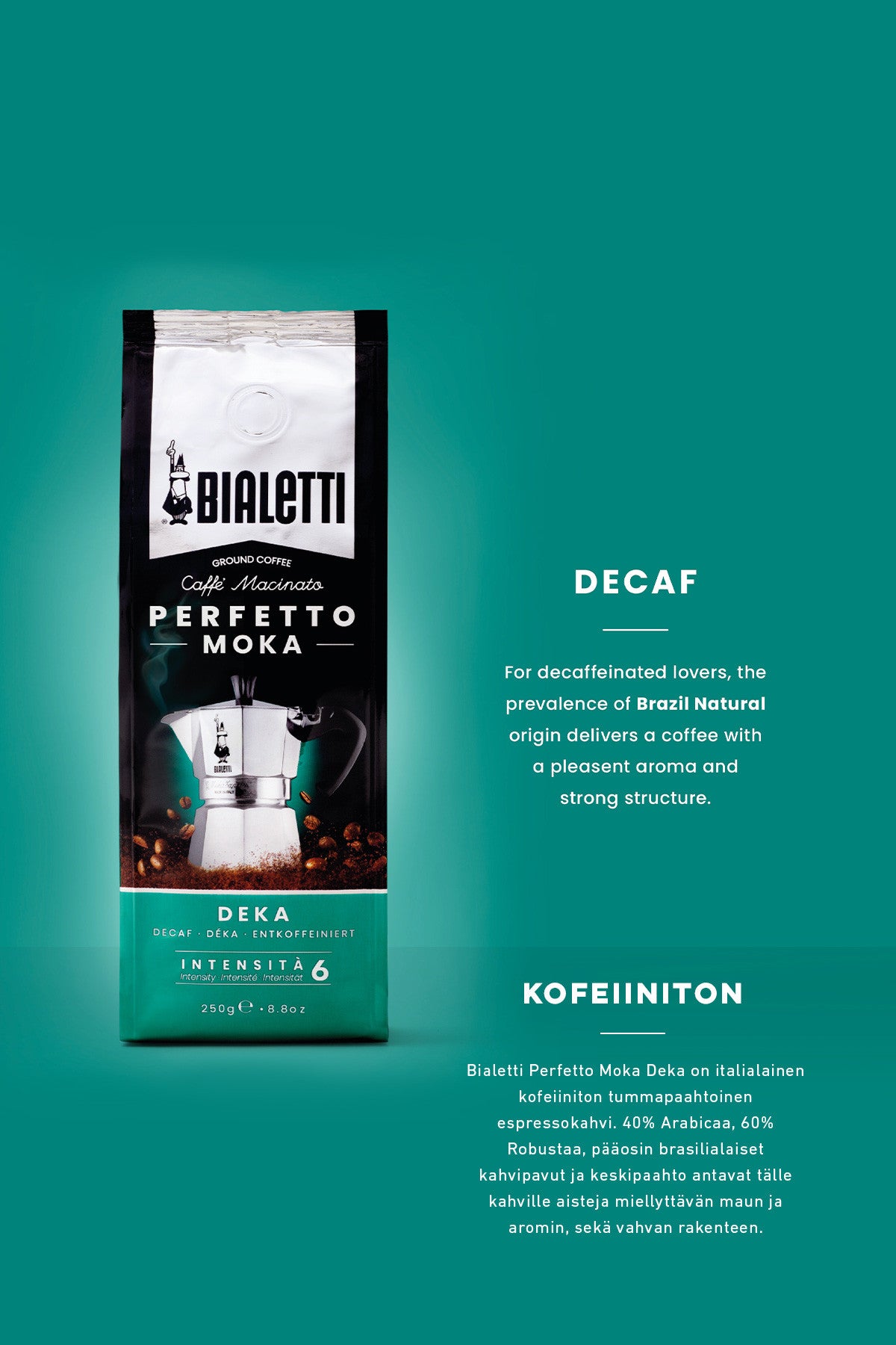 ESPRESSO COFFEE PERFETTO MOKA DECAF 250G