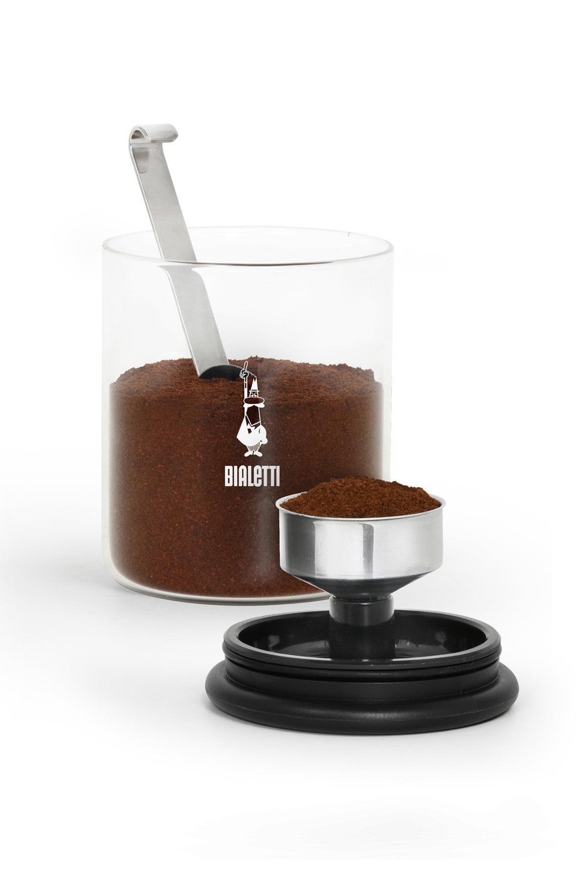 GLASS COFFEE JAR WITH COFFEE SPOON