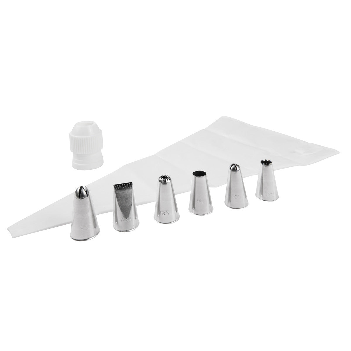 PIPING SET (40 cm PIPING BAG, COUPLER, 6 NOZZLES STAINLESS STEEL)